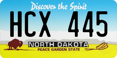 ND license plate HCX445