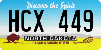 ND license plate HCX449