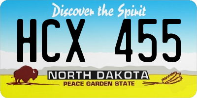 ND license plate HCX455