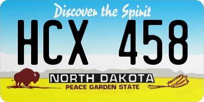 ND license plate HCX458