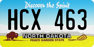 ND license plate HCX463