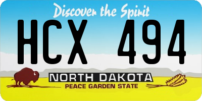 ND license plate HCX494