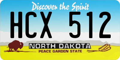 ND license plate HCX512