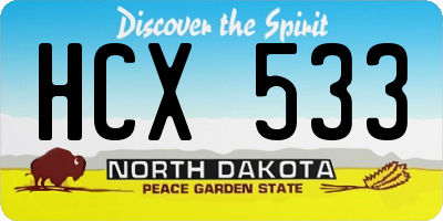 ND license plate HCX533