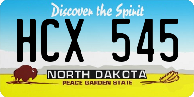 ND license plate HCX545