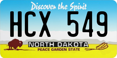 ND license plate HCX549
