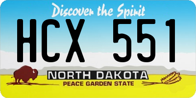 ND license plate HCX551