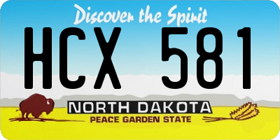 ND license plate HCX581