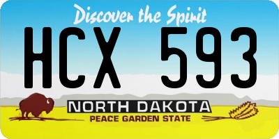 ND license plate HCX593