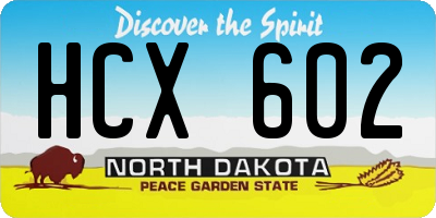 ND license plate HCX602