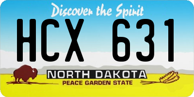 ND license plate HCX631