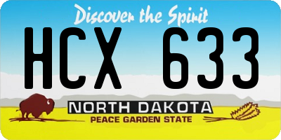 ND license plate HCX633