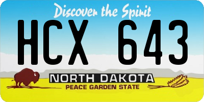 ND license plate HCX643