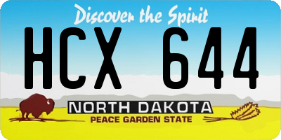ND license plate HCX644