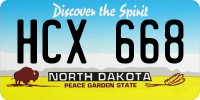 ND license plate HCX668