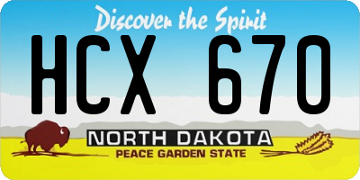 ND license plate HCX670