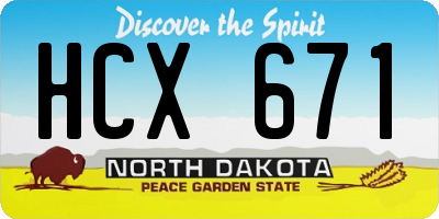 ND license plate HCX671