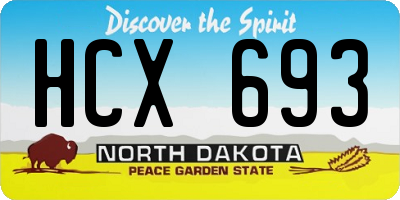 ND license plate HCX693