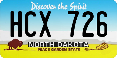 ND license plate HCX726