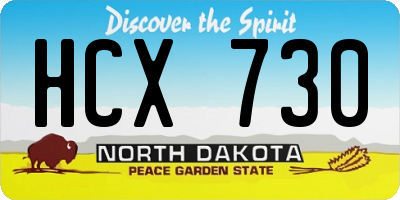ND license plate HCX730