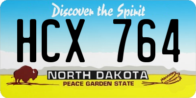 ND license plate HCX764
