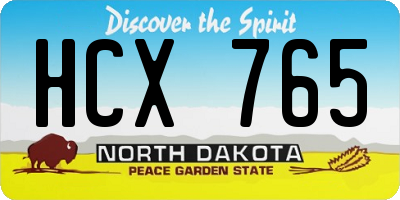 ND license plate HCX765
