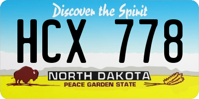 ND license plate HCX778