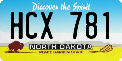 ND license plate HCX781
