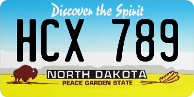 ND license plate HCX789
