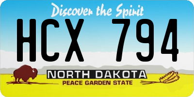 ND license plate HCX794