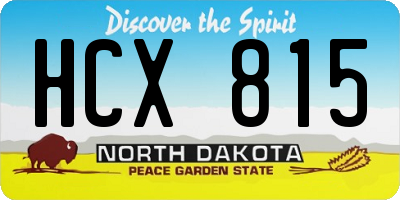 ND license plate HCX815