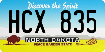 ND license plate HCX835