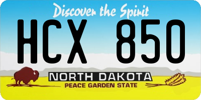 ND license plate HCX850