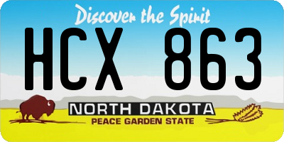 ND license plate HCX863