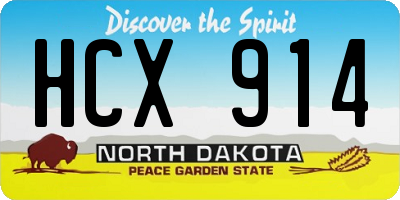 ND license plate HCX914