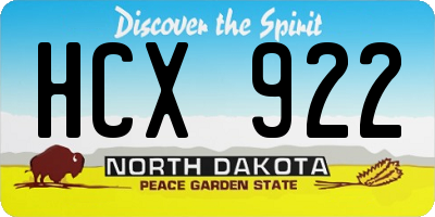 ND license plate HCX922