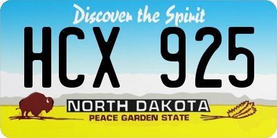 ND license plate HCX925