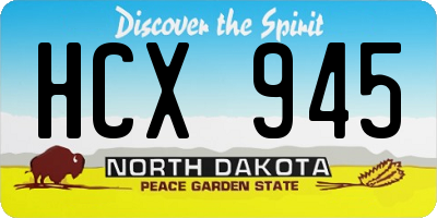 ND license plate HCX945