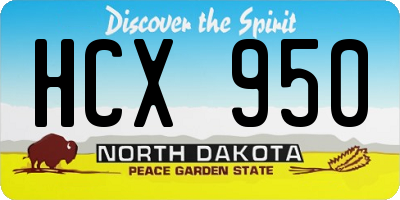 ND license plate HCX950