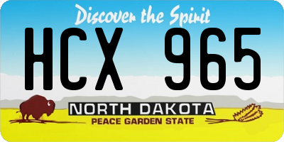 ND license plate HCX965