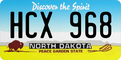 ND license plate HCX968