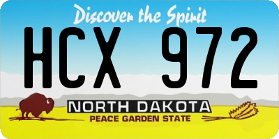 ND license plate HCX972