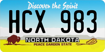 ND license plate HCX983