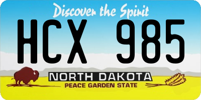ND license plate HCX985
