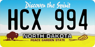 ND license plate HCX994