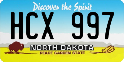 ND license plate HCX997