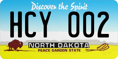 ND license plate HCY002