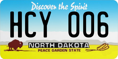 ND license plate HCY006