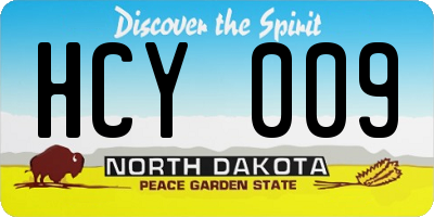 ND license plate HCY009