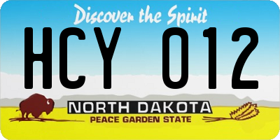 ND license plate HCY012